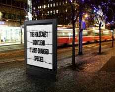 Message - Holocaust billboard street night