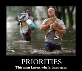 Animal abuse - This man knows his priorities