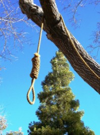 Message - Abusers noose man from a tree